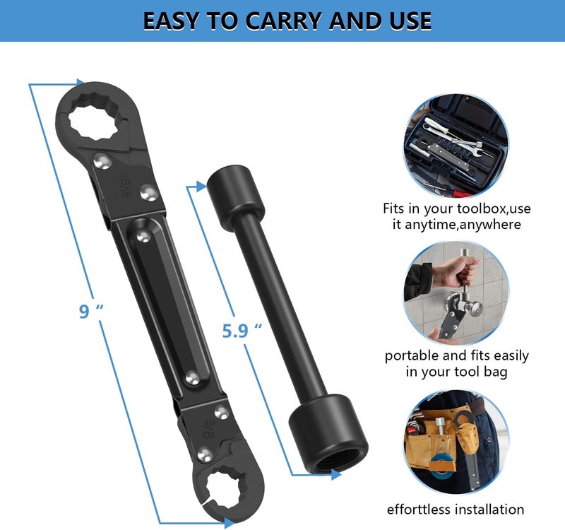 Holdly Multi-Functional Angle Stop Wrench Kit - Plumbing Tools for Professional Plumbers | Installing & Removing Compression Angle Stop and Fittings (Black-Angle Stop Wrench Kit) - Image 5